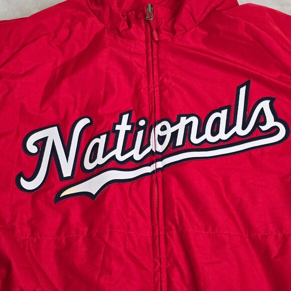 Majestic Washington Nationals Jacket Men's 2XL Red Full Zip Therma Base Coat - Picture 3 of 10